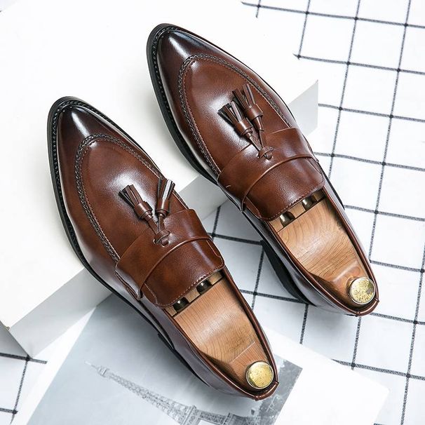 New Fashion Genuine Leather Tassel Business Casual Loafer Shoes For Men Black Business Formal Leather Shoes For Daily Office Casual Men's Shoes For Dr_vogvips.com