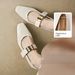 Cameido Women's Casual Shoes Beige Silver Pu 3cm Square Toe Combination Sole_vogvips.com