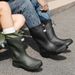 Couple's Mid Length Rain Boots, Drawstring Waterproof Rain Shoes, Outdoor Stream Tracing Thick Bottom Water Shoes, Anti Slip Kitchen Rubber Shoes_vogvips.com