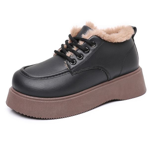 New Winter Women's Small Leather Shoes 2025 Women's Shoes Thick-soled Women's Shoes Cotton Shoes_vogvips.com