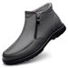 Men's Head Layer Casual Men's Leather Boots Side Zipper Cotton Boots Breathable Martin Boots Low Heel Leather Boots Men's Shoes_vogvips.com