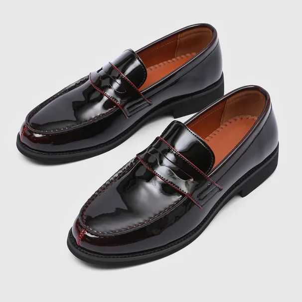 Hot Luxury Slip On Dress Genuine Italian Loafer Shoes For Black Patent Leather Formal Oxford Men Wedding_vogvips.com