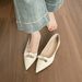 French Fairy Wind Pointed Head Flat Bottom Shallow Mouth Single Shoes Female Bow Commuter Low Heel Ladyshoes_vogvips.com