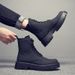 Martin Boots Men's High-top Leather Shoes Wind Thick-soled Heightened Velvet Black Locomotive Boys Soft Leather Medium-top Boots_vogvips.com