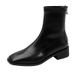 Cowhide~ Xiaoxiangfeng Skinny French Short Boots Women's Square Head Thick Heel Middle Heel Temperament Boots Niche Design British Style_vogvips.com