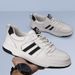 Men's Genuine Leather Sneakers Breathable Casual Sports Shoes Fashion White Board Shoes Flat Comfortable Walking Shoes Trendy Street Style_vogvips.com