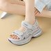 Cameido Grey Round-Toed Thick-Soled Sandals For Women's Daily Commuting_vogvips.com