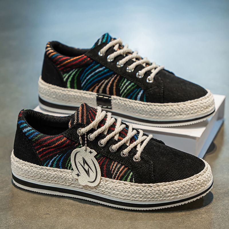 Men's Shoes 2026 Spring New Breathable Canvas Shoes Men's Cloth Shoes All-match Board Shoes Comfortable Non-slip Casual Sports Shoes_vogvips.com