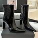 Women's Pointed Toe Ankle Boots – Chunky Heel, Faux Fur Lined, Slip-Resistant, Stylish Black Martin Boots For Fall & Winter_vogvips.com
