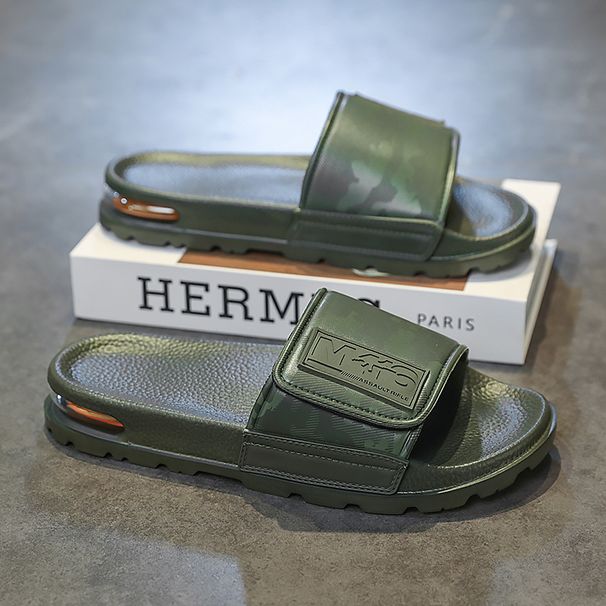 2025 Spring And Summer Trend Fashion Wear Super Soft Slippers Men's Velcro Air Cushion Personality All Casual One Word Slippers_vogvips.com