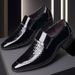 Men's shoes new crocodile pattern large size men's patent leather business leather shoes set toe shiny leather shoes men's shoes_vogvips.com