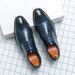 Men's Fashion Brown Brock Carved Men's Shoes Braided Blue Business Derby Shoes Lace-up Genuine Leather British Banquet Dress Wedding Leather_vogvips.com