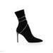 Women's Stiletto Boots - Pointed Toe High Heel Ankle Boots With Stretch Knit & Rhinestone Accents - Slim Fit Mid-Calf Boots For A Leg-Lengthening Look_vogvips.com