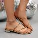 Summer New Cross-border Flat Slippers, Slip-on, Suitable For Outdoor Wear On The Beach, Versatile Casual Women's Gold_vogvips.com