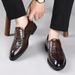 Style 2024 New Men's Casual Leather Crocodile Pattern British Loafers Pointed Toe European Version Formal Business Shoes_vogvips.com