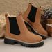 Chelsea Boots Casual Slip-On Ankle Boots With Thick Sole, Round Toe & Anti-Slip Rubber Outsole For Winter, Fashionable Martin Style_vogvips.com