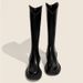 Versatile Winter New Slimming V-Cut Knight Mid-High Long Over-the-Knee Thick Sole Chunky Heel High Tube Boots For Women_vogvips.com