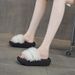 Mesh Thick-bottomed Cool Slippers Women's Casual Lace Edge Mesh Yarn Rhinestone Wearing Women's Sandals_vogvips.com