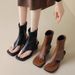 Elegant Style~ French-style Flip-flop Soft Leather Beach For Women, 2026 Summer New Model, Chunky Heel Roman Elastic_vogvips.com