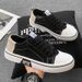 Men’s Beige Low-Top Canvas Sneakers, Lace-Up, White Thick Sole, Casual Street Walking Shoes_vogvips.com