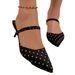 Fashionable Slip-on Women's Sandals Pointed Toe And Closed Front, Sexy High-heeled Shoes With Polka Dot Strap, Suitable_vogvips.com