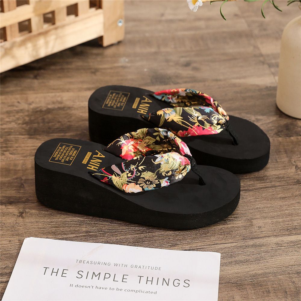 Women's Ethnic Style Satin Strap Flip Flops Casual Bohemian Summer Slippers Beachwear_vogvips.com