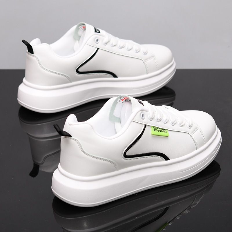 Unisex Classic Chunky Sole Platform Sneakers, Genuine Leather & Mesh Fashion Lace-Up Shoes For Men And Women, Flat & Height Increase Options_vogvips.com
