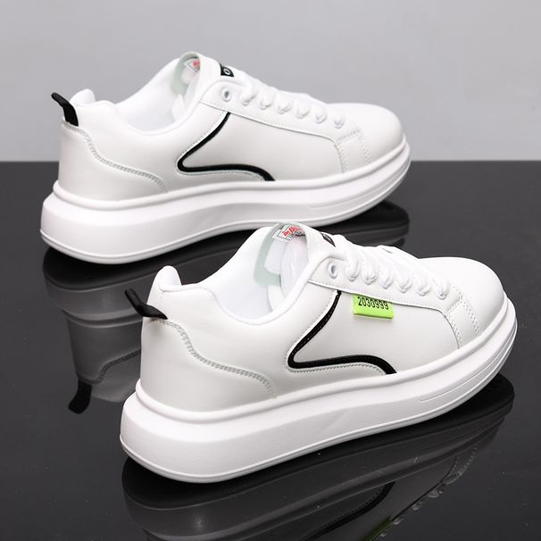 Unisex Classic Chunky Sole Platform Sneakers, Genuine Leather & Mesh Fashion Lace-Up Shoes For Men And Women, Flat & Height Increase Options_vogvips.com