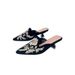 Women’s Shoes Embroidered Mules Mid Heel Pointed Shoes Women's Summer New High Heeled Slippers Half Slip Suede Soft Sole One Step_vogvips.com