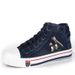 Large Size Spring And Autumn Denim High Top Canvas For Women's Casual Student Cloth Flat Bottomed Board Sh, Single_vogvips.com
