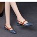 Elegant Versatile Hollow One-Strap Buckle Soft Leather Closed-Toe Sandals For Women Summer Mid-Heel Korean Style Pointed_vogvips.com