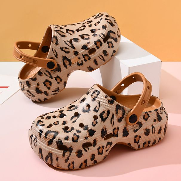 Leopard Print Soft Clogs Couples, Suitable For Indoor Outdoor Use, Stylish And Comfortable Women's Sandals_vogvips.com