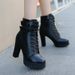 Women's Chunky Heel Fashion Boots European American Style Winter Side Zipper Short Studded Belt Buckle High Heeled Cowboy Boots_vogvips.com