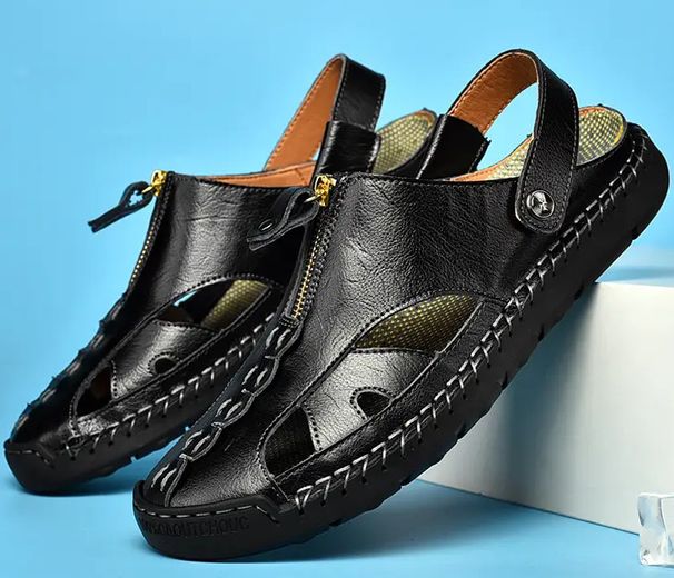 Men's Large-size Popular In Cross-border Trade, Casual Outdoor Sandals, Beach Shoes With Hand-stitched Hollowed-out_vogvips.com