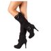 Women's Fashion Belt Buckle High Boots Fine Heel High Heeled Boots_vogvips.com