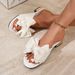 Women's Plus Size Flat Sandals Bow Knot European American Style Fabric Low Heeled Sandals For Summer_vogvips.com