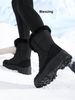 Black Snow For Women Winter Fleece Lined Thickened Warm Shoes Waterproof Non-Slip Northeast Outdoor Skiing Big Cotton_vogvips.com