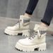 Martin For Women 2025 New Autumn Winter Black Fleece-Lined Short Stylish British Style Mid-Calf Boots Versatile_vogvips.com