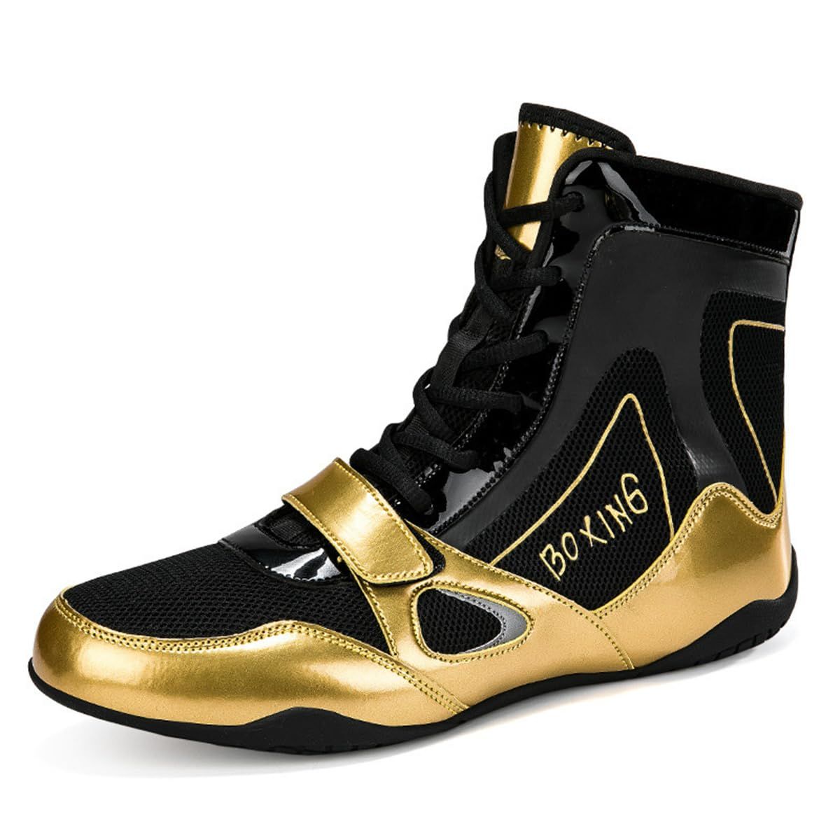Unisex Boxing Shoes High Top Sparring Training Boots Leather Wrestling Shoes Lightweight Bodybuilding Competition Training Shoes_vogvips.com