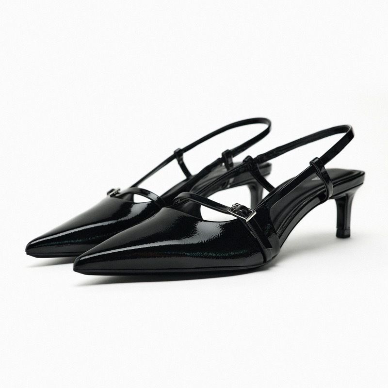 ZA2024 New Fashion Pointed High Heel Stiletto Closed Toe One Strap Shallow Mouth Buckle Elegant Open Back Sandals For_vogvips.com