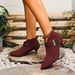 plus Size Side Zipper Ankle Boots For Women European American Style Pointed Toe Stiletto Heel PU Suede Low Heel Autumn Fashion_vogvips.com