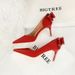 Women's shoes with high heels, thin heels, shallow mouth, pointed side with bow back_vogvips.com