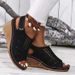 Summer New European And American Style Hollow-out Lightweight Velcro Sandals Women's Plus Size Wedge Sandals_vogvips.com