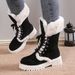 Women Ankle Boots Autumn Winter Short Boots Plus Size New Thick Soled Mid Calf Front Lace Up Snow Women S Martin Boots With Fleece And Thickened Cott_vogvips.com