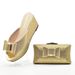 Hot diamond bow decorative round head thick soled wedge sandals with the same style hand bag shoes bag set_vogvips.com