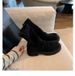 Women's Boots:Fashion Simple Design Martin Boots Chunky Heel,thick Sole,slim-fit Boots With Round Toe,pleated Design,back Zipper,stacked Short Boots_vogvips.com