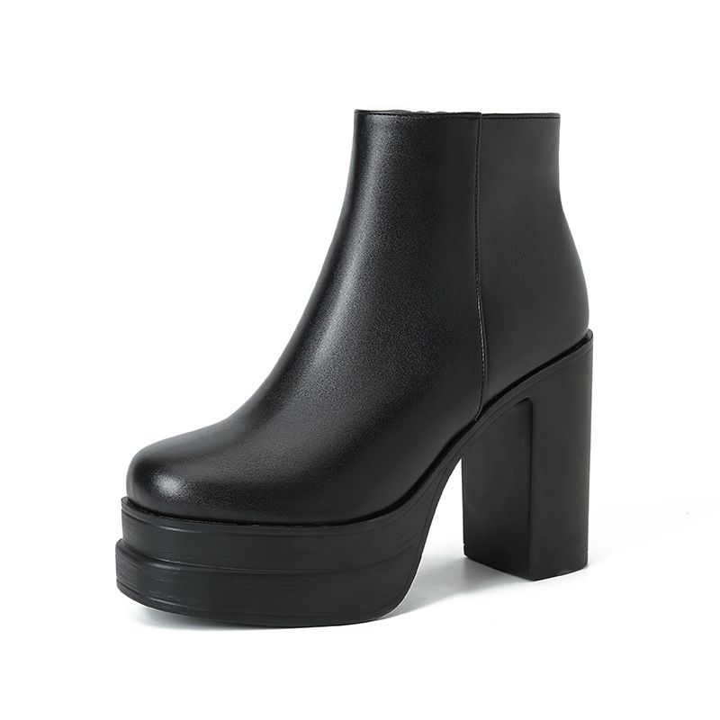 Loafers, High-heeled Shoes, Short Boots, Fashionable Short Ankle Boots, Waterproof Platform Thick-soled Women's Boots_vogvips.com