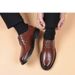 Breathable Business Casual Leather Shoes - Soft Sole Round Toe Oxfords For Office & Daily Wear - Lightweight & Durable PU Upper With Rubber Outsole_vogvips.com