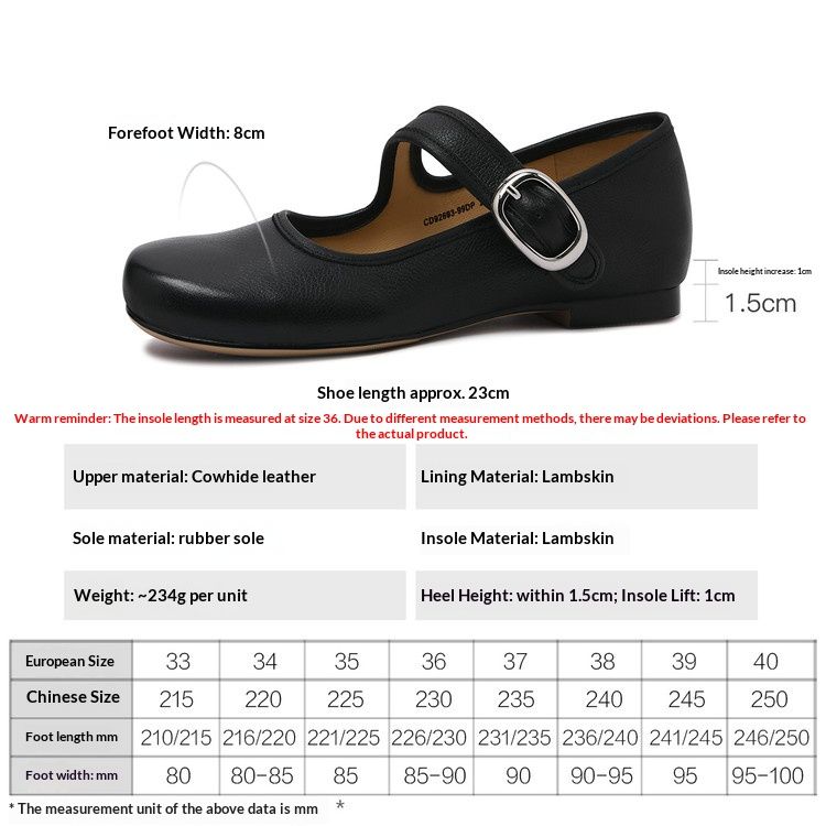 Cameido Women's Spring Soft Sole And Upper Leather Mary Janes Low Heel Low Cut Flats_vogvips.com