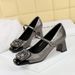 5298-K83 European And American Style Chunky Heel Shallow Square Toe Color-blocked Shiny Metal Buckle Mary Jane Party_vogvips.com